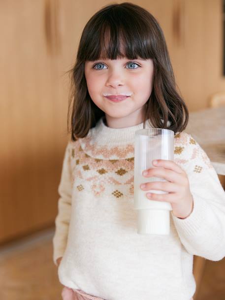 Pull fille jacquard détails brillants vanille - vertbaudet enfant 