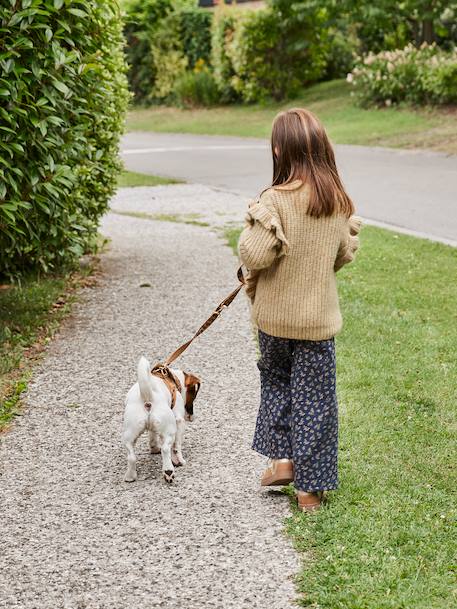 Wijde fleece legging voor meisjes bruin, bedrukt+marineblauw - vertbaudet enfant 