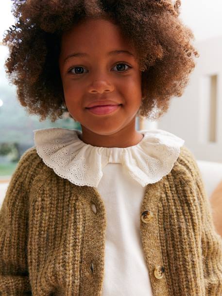 Fille-T-shirt, sous-pull-Tee-shirt fille col broderie anglaise