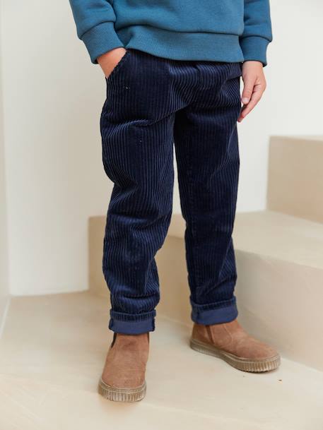 Pantalon en velours côtelé garçon facile à enfiler bleu ardoise+marine+vert sapin - vertbaudet enfant 
