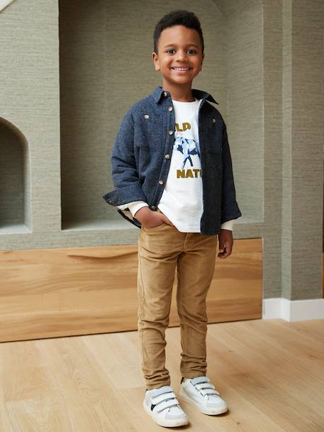 Chemise en flanelle doublée garçon gris chiné - vertbaudet enfant 