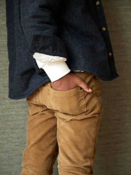 Pantalon slim velours garçon bordeaux+CAMEL - vertbaudet enfant 