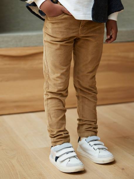 Pantalon slim velours garçon bordeaux+CAMEL - vertbaudet enfant 