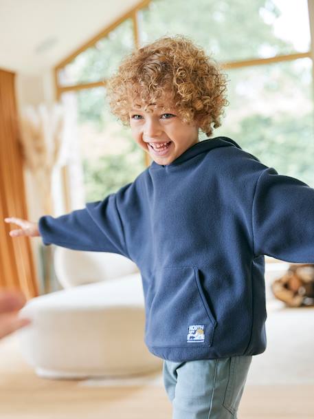 Sweat à capuche en polaire garçon bleu ardoise - vertbaudet enfant 
