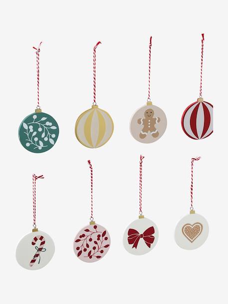 Lot de 10 boules de Noël en bois MOONY rouge imprimé - vertbaudet enfant 