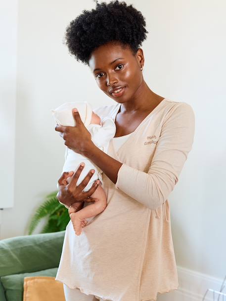 Kit valise maternité maman/bébé grossesse et allaitement beige chiné - vertbaudet enfant 