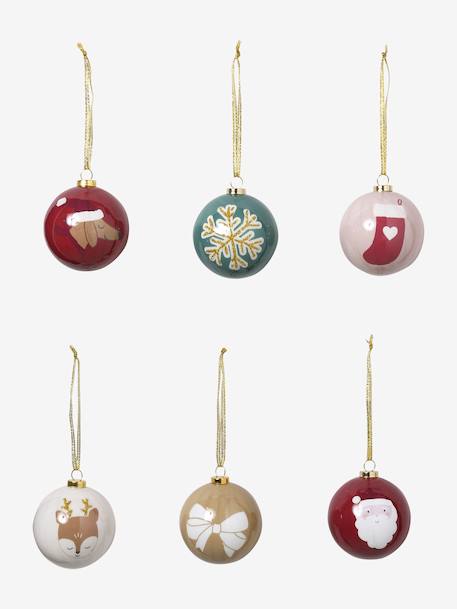Lot 6 boules de Noël en 3 D rouge - vertbaudet enfant 
