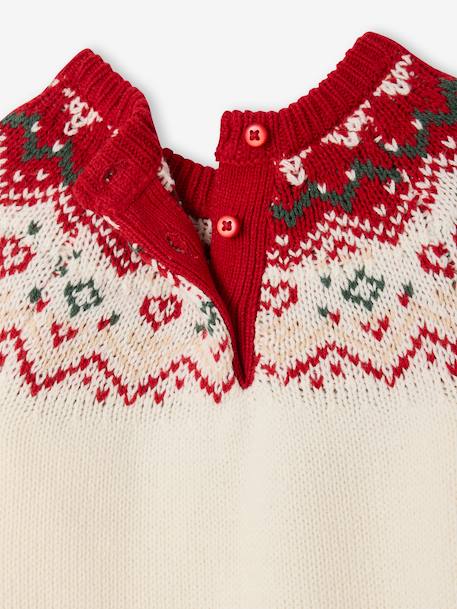 2-delige babyset met tricot babypakje + sokken in thema Kerst ecru - vertbaudet enfant 