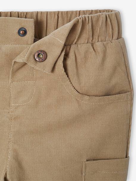 Pantalon bébé coupe battle en velours doublé anthracite+kaki - vertbaudet enfant 