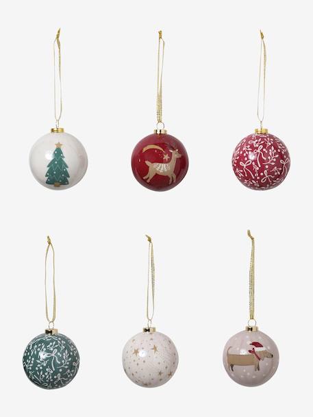 Coffret 6 boules de Noël 3D rouge imprimé - vertbaudet enfant 