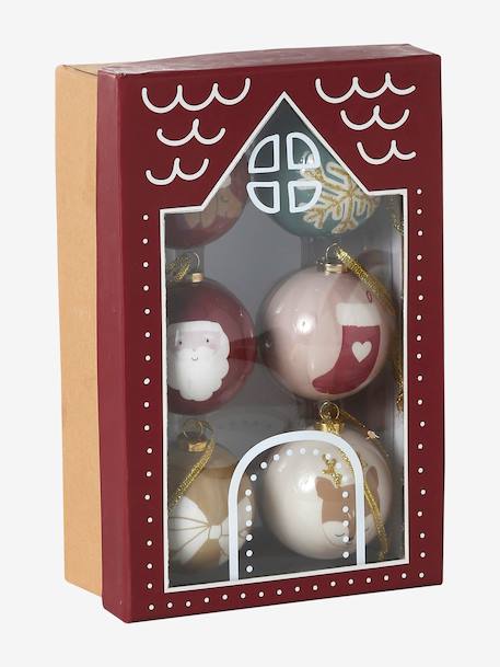 Lot 6 boules de Noël en 3 D rouge - vertbaudet enfant 