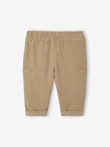 Pantalon bébé coupe battle en velours doublé anthracite+kaki - vertbaudet enfant 