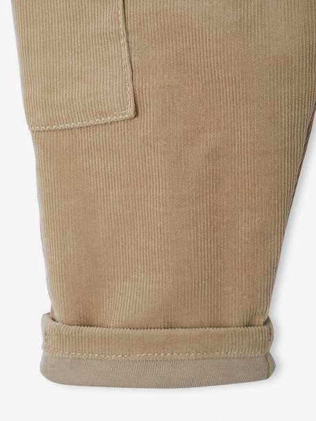 Pantalon bébé coupe battle en velours doublé anthracite+kaki - vertbaudet enfant 