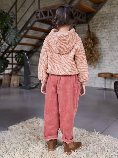 Pantalon fille velours forme loose bordeaux+chocolat+vieux rose - vertbaudet enfant 