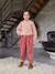 Pantalon fille velours forme loose bordeaux+chocolat+vieux rose - vertbaudet enfant 