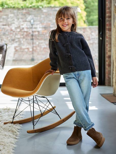 Jean fille mom bleu clair+bleu moyen - vertbaudet enfant 