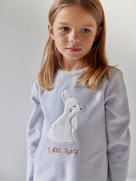 Pyjama fille velours lapin bleu ciel - vertbaudet enfant 