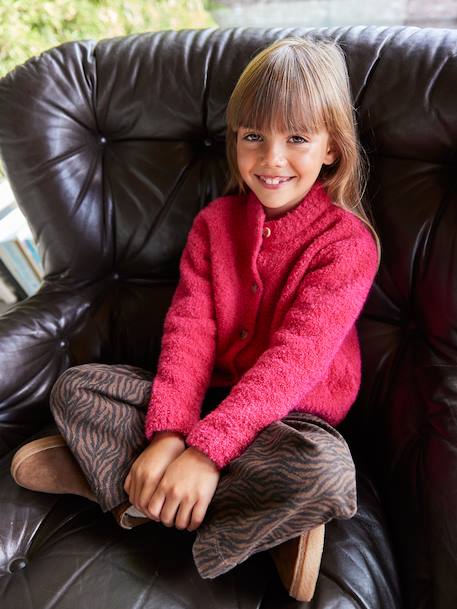 Vestje van bouclé voor meisjes fuchsia - vertbaudet enfant 