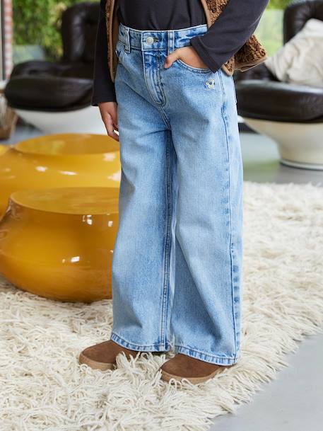 Jean fille large bleu moyen+denim black+denim brut+denim gris+stone - vertbaudet enfant 