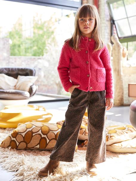 Vestje van bouclé voor meisjes fuchsia - vertbaudet enfant 
