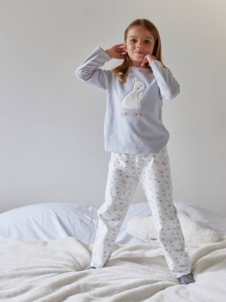 Pyjama  fluweel / velours  voor meisjes Konijn hemelsblauw - vertbaudet enfant 