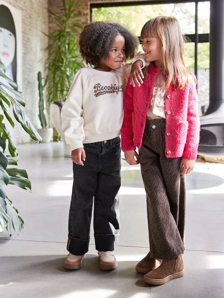 Sweat fille motif Brooklyn zébré écru - vertbaudet enfant 