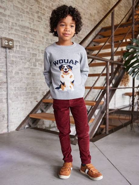 Pantalon slim velours garçon bordeaux+CAMEL - vertbaudet enfant 