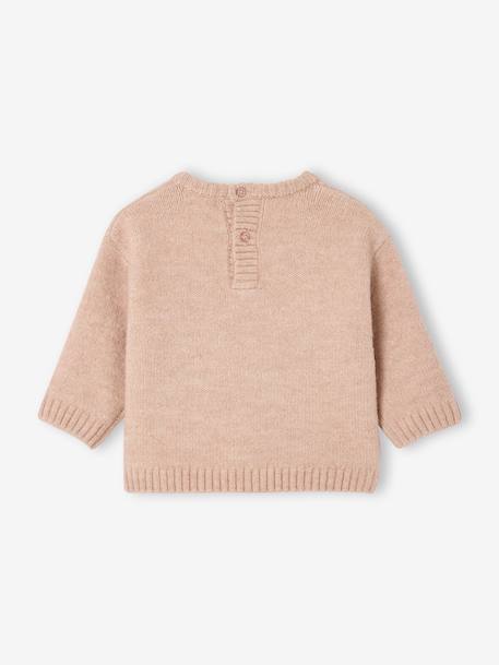 Gebreide trui baby sweater met strik in volume roze (poederkleur) - vertbaudet enfant 