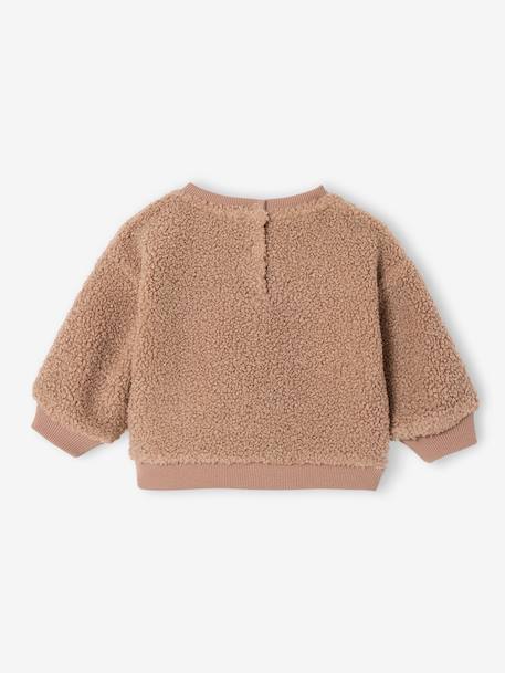 Baby sweater in sherpa groen+pecannoot - vertbaudet enfant 