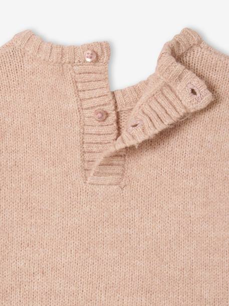 Gebreide trui baby sweater met strik in volume roze (poederkleur) - vertbaudet enfant 