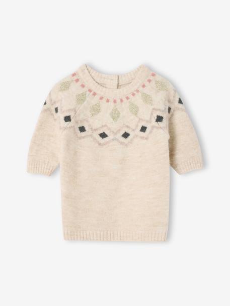 Robe bébé en tricot jacquard vanille - vertbaudet enfant 