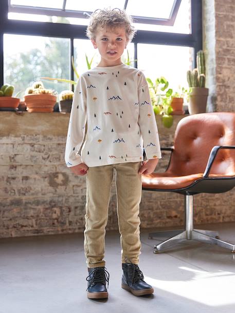 T-shirt manches longues imprimé garçon blanc imprimé - vertbaudet enfant 