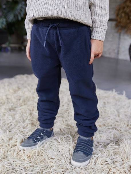 Fleece joggingbroek voor jongens marineblauw - vertbaudet enfant 