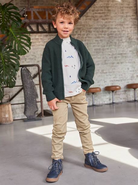 Vestje met opstaande kraag en lange mouwen voor jongens groen+marineblauw - vertbaudet enfant 