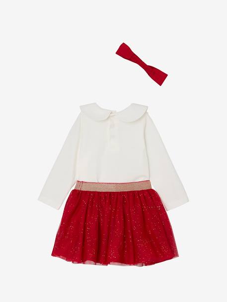 Babyset voor babymeisjes, t-shirt, rok, heupband, kerstcadeauset rood - vertbaudet enfant 