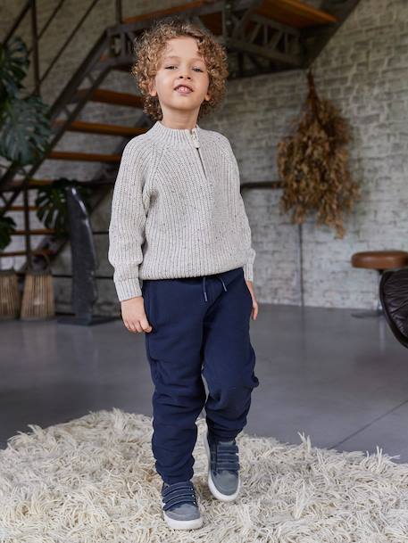 Fleece joggingbroek voor jongens marineblauw - vertbaudet enfant 