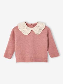 Baby-Baby trui in tricot met gehaakte kraag