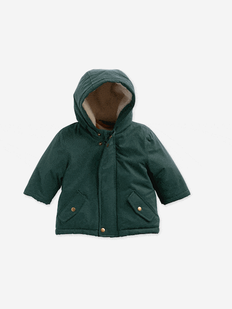 Parka 3 en 1 bébé avec gilet amovible en sherpa vert sapin - vertbaudet enfant 