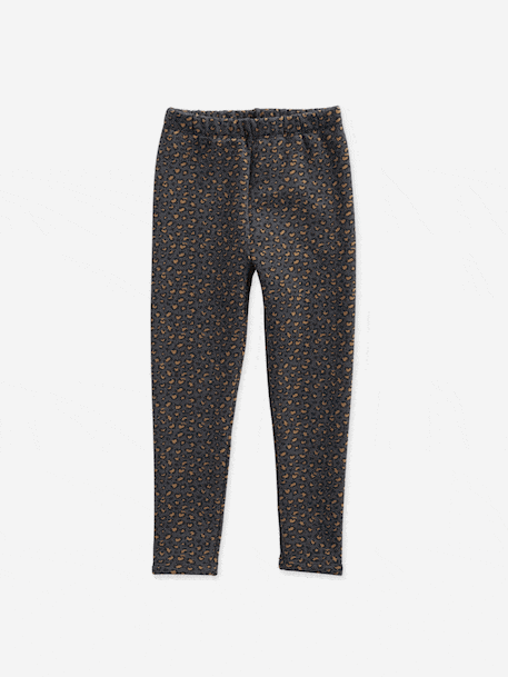 Meisjeslegging met fleecevoering Bruin met print+chocoladebruin+donkergrijs+grijs, bedrukt+inktblauw+rozenhout - vertbaudet enfant 
