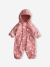 Bedrukte regenjas met capuchon voor baby's, gevoerd met fleece oudroze+vanille - vertbaudet enfant 