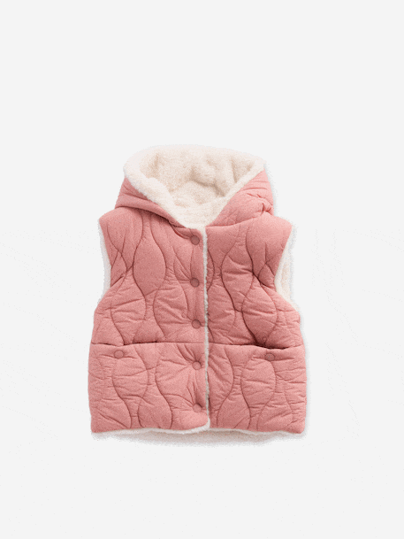 Doudoune fille sans manches réversible bois de rose - vertbaudet enfant 