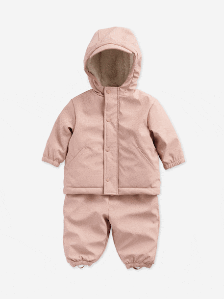 Ensemble manteau + salopette de pluie bébé rose poudré - vertbaudet enfant 
