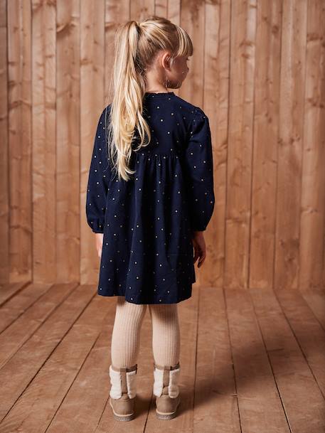 Robe en velours imprimées fille marine+tomette - vertbaudet enfant 