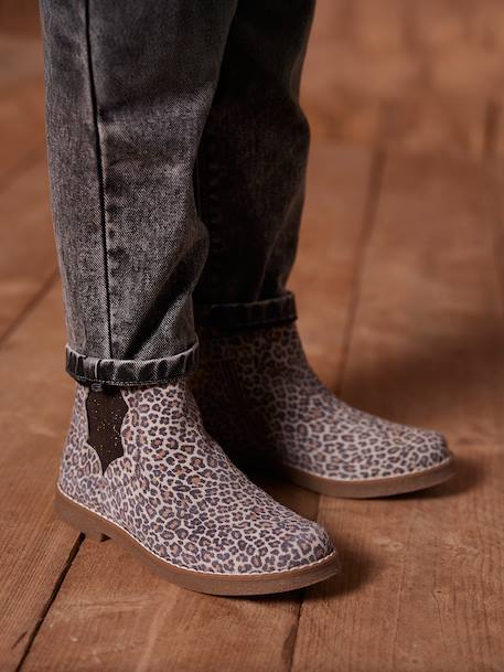 Boots enfant fille cuir zippées lot beige+marron+noir+taupe - vertbaudet enfant 