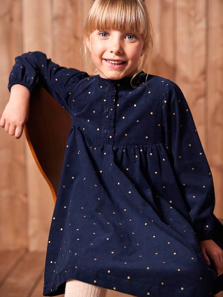 Robe en velours imprimées fille marine+tomette - vertbaudet enfant 