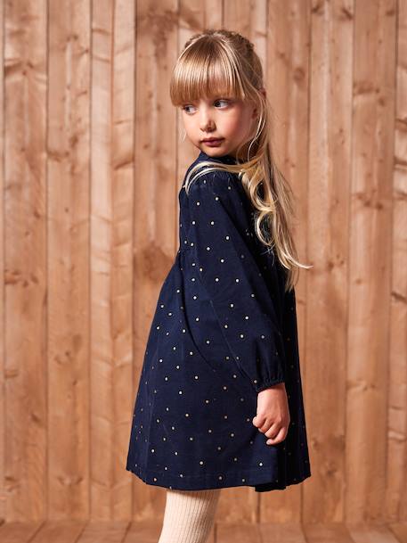 Robe en velours imprimées fille marine+tomette - vertbaudet enfant 