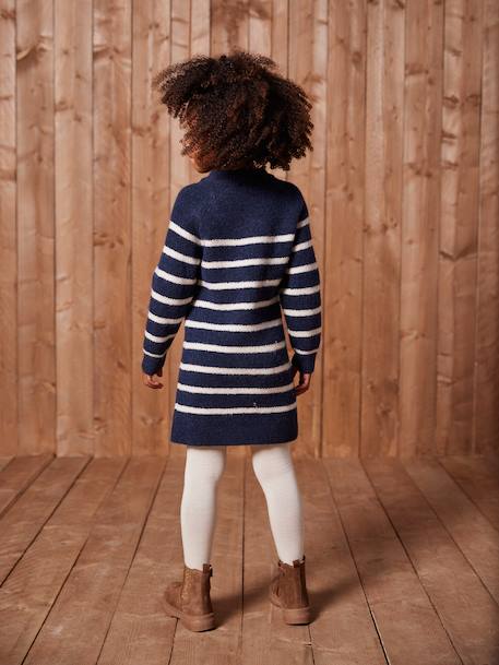 Robe marinière en tricot fille écru+marine - vertbaudet enfant 