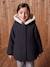 Manteau fille à capuche drap de laine anthracite+beige chiné - vertbaudet enfant 