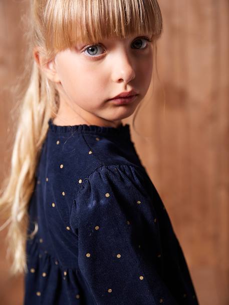 Robe en velours imprimées fille marine+tomette - vertbaudet enfant 