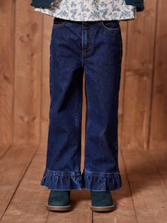 Meisje-Jean-Wijde jeans met ruches voor meisjes 